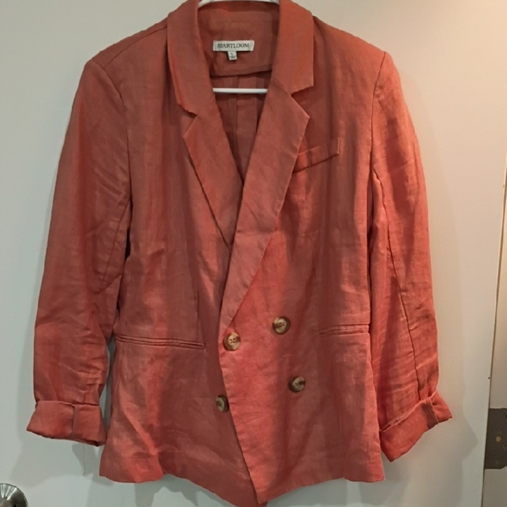 Heartloom Coral Double-Breasted Blazer